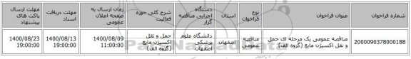 مناقصه عمومی یک مرحله ای حمل و نقل اکسیژن مایع (گروه الف)