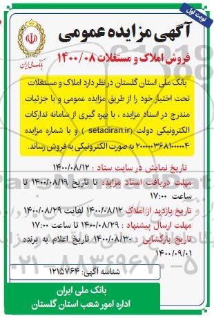 مزایده مزایده فروش املاک و مستغلات