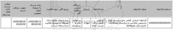 فراخوان ارزیابی کیفی جهت لیست کوتاه تشخیص صلاحیت و رتبهبندی پیمانکاران خارجسازی مغروقهها