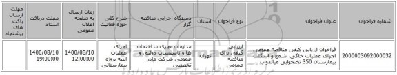 فراخوان ارزیابی کیفی مناقصه عمومی اجرای عملیات خاکی، شمع و اسکلت بیمارستان 350 تختخوابی میاندوآب