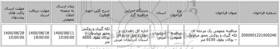 مناقصه عمومی یک مرحله ای لکه گیری و روکش محور میاندوآب – بوکان بطول 6100 متر