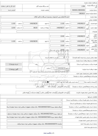 اجاره 20 هکتار زمین کشاورزی درمحدوده ایستگاه راه آهن گرگان