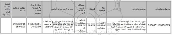 خرید خدمات مشاوره خدمات نقشه‌برداری و مطالعات مرحله اول ساماندهی و تعیین حد بستر و حریم رودخانه‌‌های شهرستان‌ شاهرود