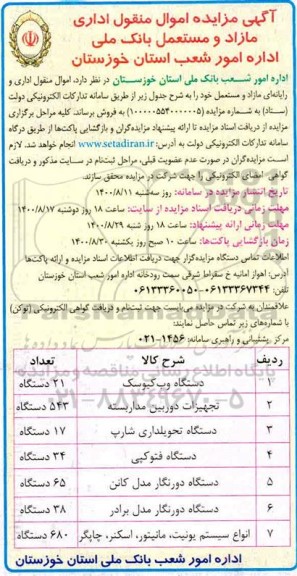 مزایده دستگاه وب کیوسک