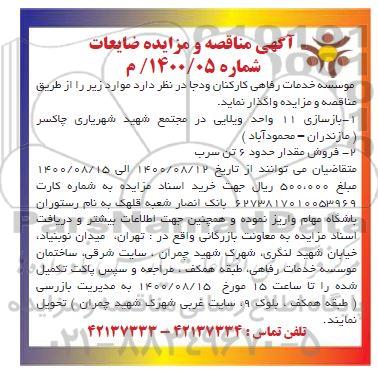 مزایده، مزایده فروش مقدار حدود 6 تن سرب