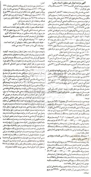 مزایده مزایده ششدانگ پلاک های 264.85 مترمربع 