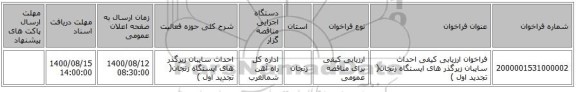 فراخوان ارزیابی کیفی احداث سایبان زیرگذر های ایستگاه زنجان( تجدید اول )