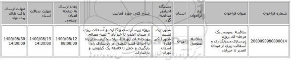 مناقصه عمومی یک مرحله ای پروژه زیرسازی،‌جدولگذاری و آسفالت ریزی از میدان الغدیر تا خیرآباد