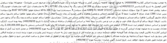 آگهی مزایده سیستم و تیپ: پژو 5 sd-tu 206