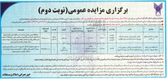 آگهی مزایده مزایده فروش املاک مسکونی و زراعی نوبت دوم