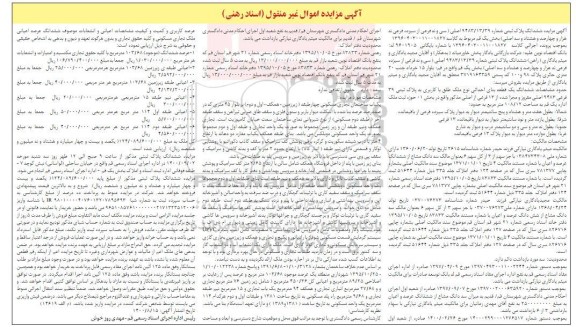 مزایده مزایده ششدانگ پلاک ثبتی بخش 01
