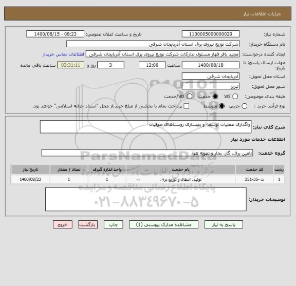 استعلام واگذاری عملیات توسعه و بهسازی روستاهای صوفیان