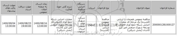 مناقصه عمومی همزمان با ارزیابی (فشرده) یک مرحله ای عملیات اجرایی شبکه جمع آوری فاضلاب فاز توسعه شهرک صنعتی امیر کبیر کاشان (بخش شرقی)