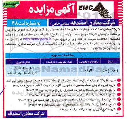 مزایده فروش کلوخه  - نوبت دوم