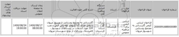 فراخوان ارزیابی کیفی گازرسانی به مجتمع روستایی شهسوار مریوان 