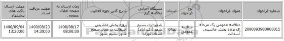 مناقصه عمومی یک مرحله ای پروژه پخش ماشینی آسفالت 