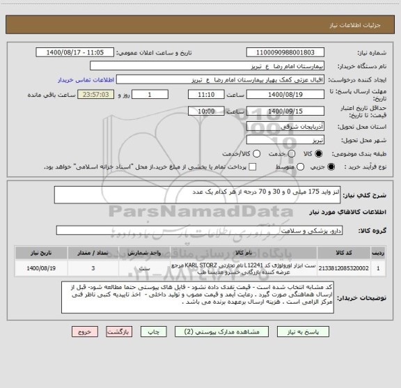 استعلام لنز واید 175 میلی 0 و 30 و 70 درجه از هر کدام یک عدد 