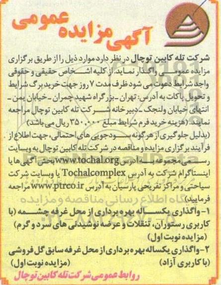 مزایده واگذاری یکساله بهره برداری از محل غرفه ...