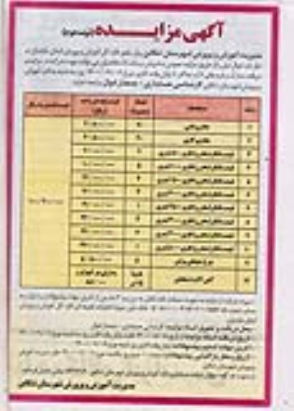 مزایده, مزایده فروش اموال - نوبت دوم
