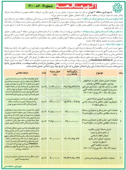 مناقصه، مناقصه عملیات اجرایی خیابان کامل ...