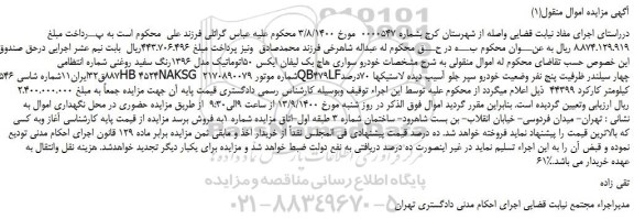 مزایده فروش خودرو سواری هاچ بک لیفان ایکس