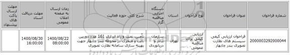 فراخوان ارزیابی کیفی سیستم های نظارت تصویری بندر چابهار