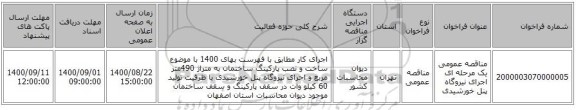 مناقصه عمومی یک مرحله ای اجرای نیروگاه پنل خورشیدی 