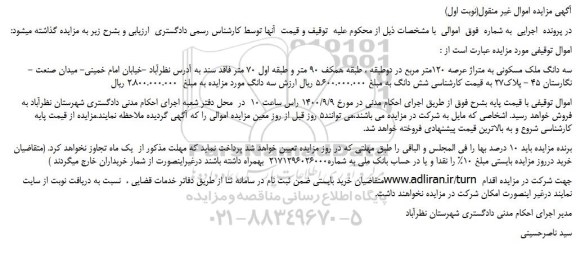 مزایده،مزایده فروش سه دانگ ملک مسکونی به متراژ عرصه 120متر مربع