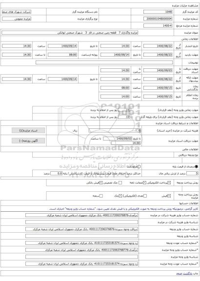 مزایده واگذاری 7 قطعه زمین صنعتی در فاز 3 شهرک صنعتی ایوانکی