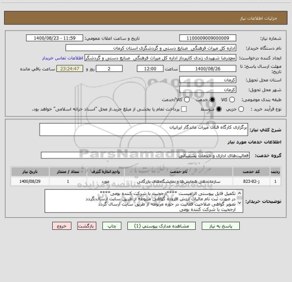 استعلام برگزاری کارگاه قنات میراث ماندگار ایرانیان