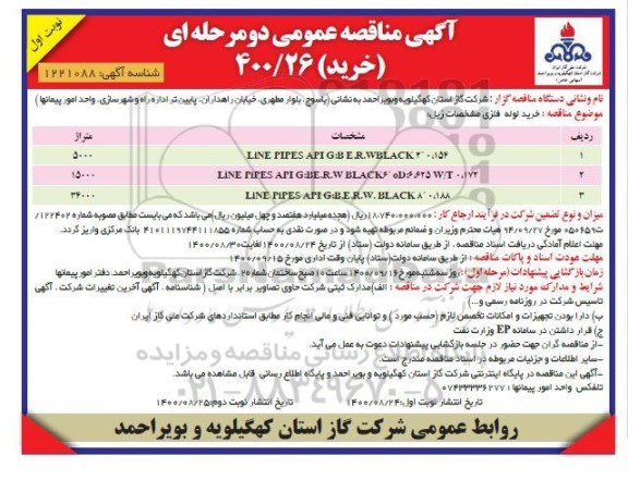 مناقصه اجرای طرح ترانچر و حفاری و کابلکشی خاکی و هوایی فیبرنوری تجدید نوبت دوم 