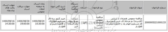 مناقصه عمومی همزمان با ارزیابی (فشرده) دو مرحله ای خرید کنتور  سه فاز مستقیم فهام یک با قابلیت پایش و قطع بار