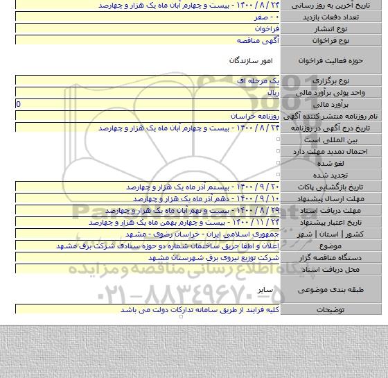 اعلان و اطفا حریق ساختمان شماره دو حوزه ستادی شرکت برق مشهد