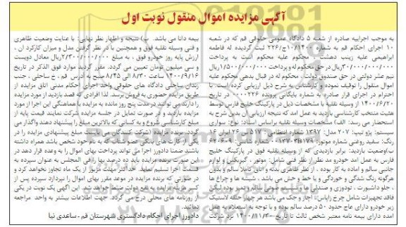 مزایده یک دستگاه خودروی سواری پژو 207 
