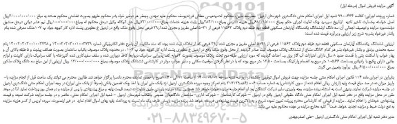 مزایده،مزایده فروش  سه دانگ ازششدانگ یکدستگاه آپارتمان مسکونی قطعه دوم طبقه دوم پلاک 11562 فرعی از 5021 اصلی مفروز و مجزی شده از29 فرعی 