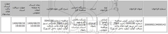 فراخوان ارزیابی کیفی  مناقصه شماره 0040180 (خرید 7000 عدد آجر نسوز کوره های واحد بازیافت گوگرد (تولید داخل کشور))