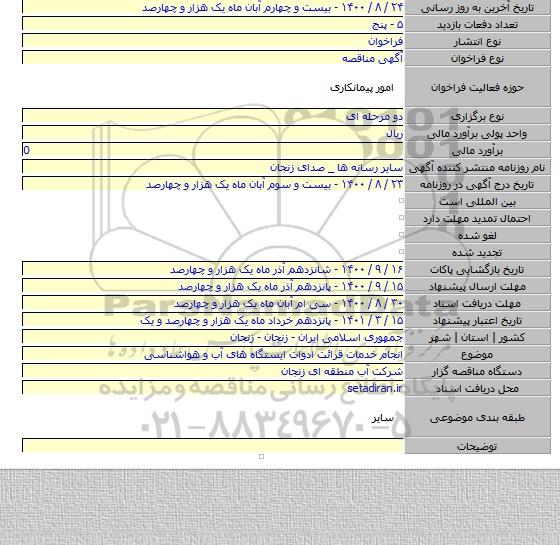 انجام خدمات قرائت ادوات ایستگاه های آب و هواشناسی