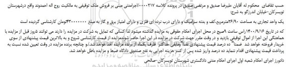 مزایده یک واحد تجاری