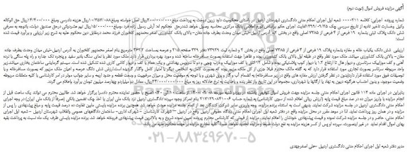 مزایده شش دانک یکباب خانه و مغازه