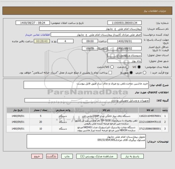 استعلام خرید ماشین دوخت.تلفن رو میزی و چای ساز طبق فایل پیوست