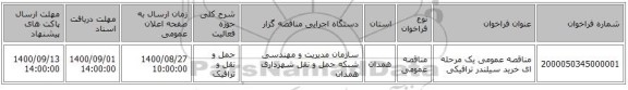 مناقصه عمومی یک مرحله ای خرید سیلندر ترافیکی