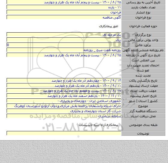 اجرای شبکه وانشعابات پراکنده بخش مرکزی و دوآب ازتوابع شهرستان کوهرنگ