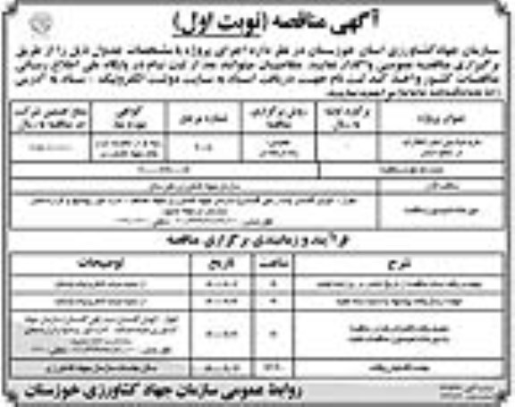 مناقصه، مناقصه خرید لوله پلی اتیلن انتقال آب 