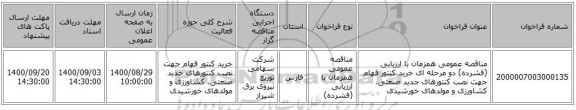 مناقصه عمومی همزمان با ارزیابی (فشرده) دو مرحله ای خرید کنتور فهام جهت نصب کنتورهای جدید صنعتی، کشاورزی و مولدهای خورشیدی