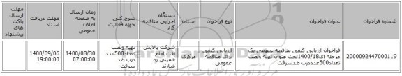 فراخوان ارزیابی کیفی مناقصه عمومی یک مرحله ای1400/18تحت عنوان تهیه ونصب تعداد500عدددرب ضدسرقت