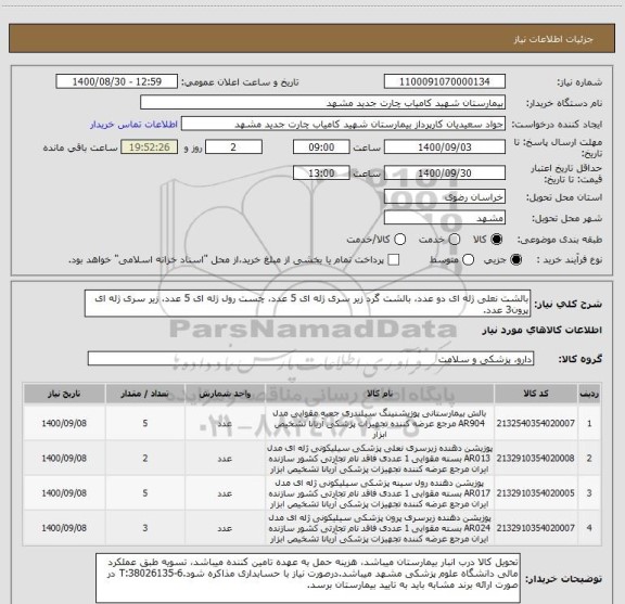استعلام بالشت نعلی ژله ای دو عدد، بالشت گرد زیر سری ژله ای 5 عدد، چست رول ژله ای 5 عدد، زیر سری ژله ای پرون3 عدد.