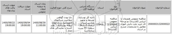 مناقصه عمومی همزمان با ارزیابی (فشرده) دو مرحله ای خرید تبلت دانش آموزی مطابق با مشخصات مندرج در اسناد 