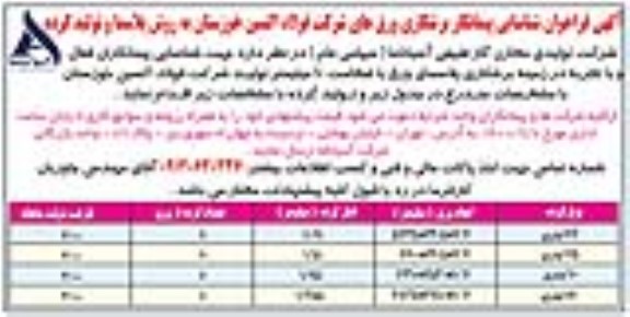 فراخوان شناسایی پیمانکار برشکاری ورق های 