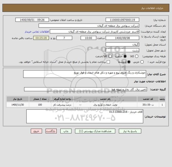 استعلام جوشکاری و رنگ آمیزی پیچ و مهره و دکل های انتقال و فوق توزیع