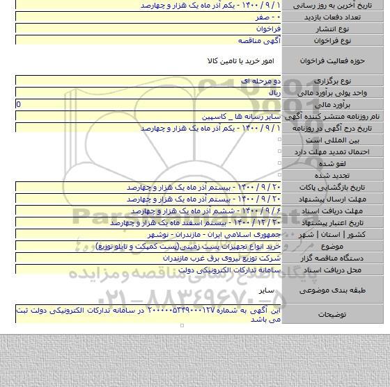خرید انواع تجهیزات پست زمینی(پست کمپکت و تابلو توزیع)